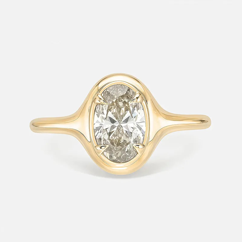 Bestseller 1~2CT Bezel Set Moissanite Wedding Ring, 18K Gold Plated S925 Silver