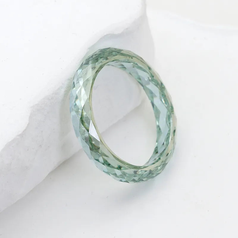 Multi-Color Faceted Moissanite Ring White & Green Moissanite Fashion Band| Customizable Gemstone Jewelry For Men Women