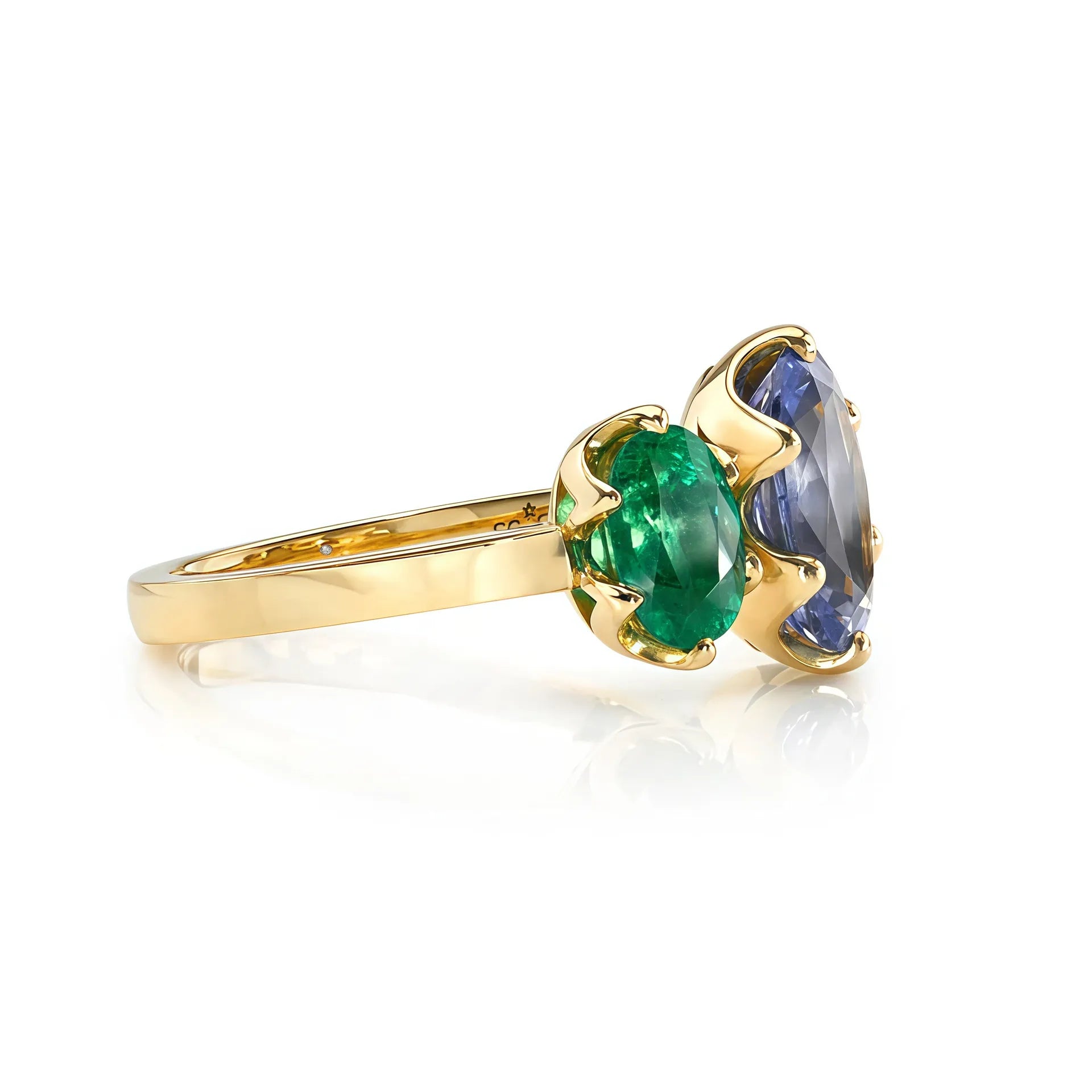 Luxury Three Stone Engagement Ring| 2CT Oval Egg Shape Moissanite| 18K Gold Plated S925 Sterling Silver