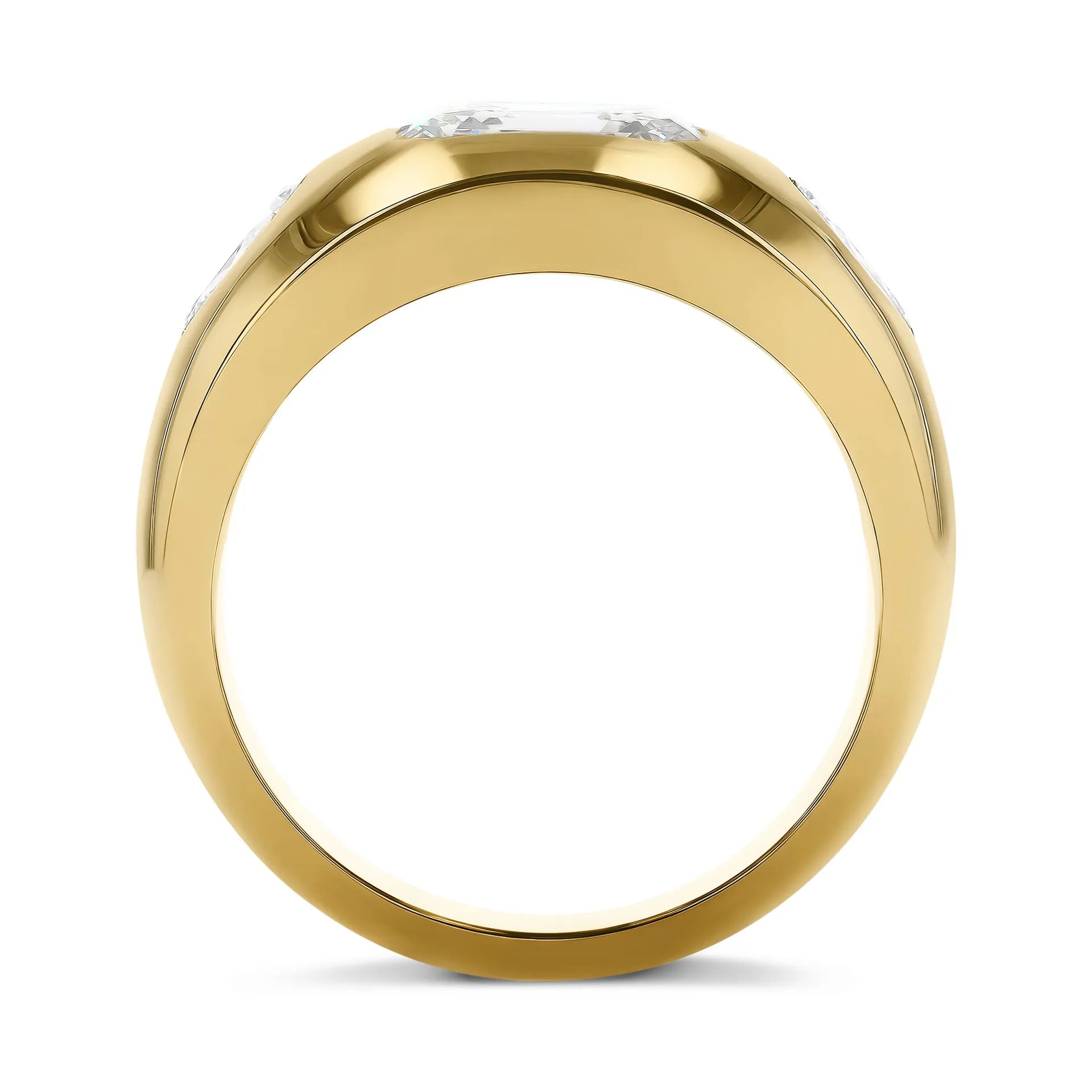 High-End Wide Index Finger Ring Lab Grown Ruby Sapphire 18K Gold Plated S925 Silver