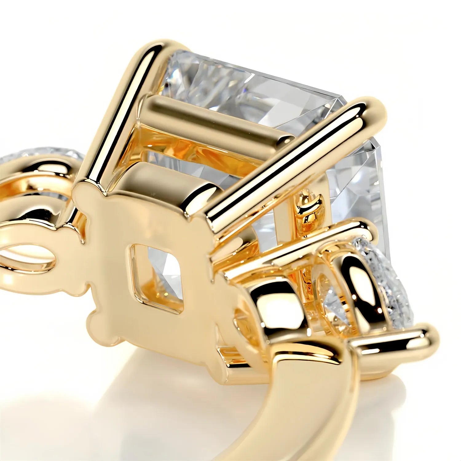 Luxury Large Carat Three Stone Moissanite Wedding Ring