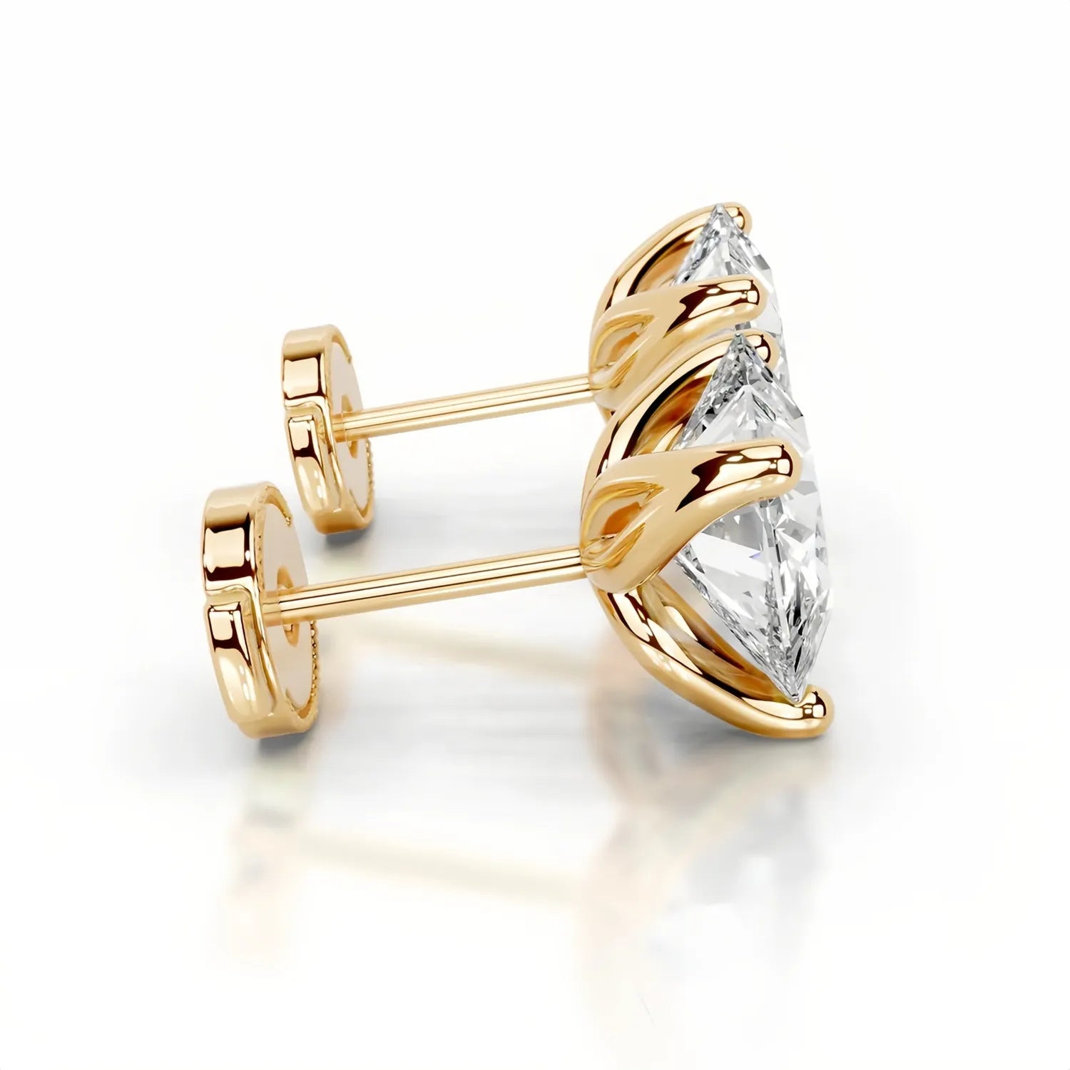 1CT Moissanite Stud Earrings | Tulip Four-Prong S925 Silver 18K Gold Plated