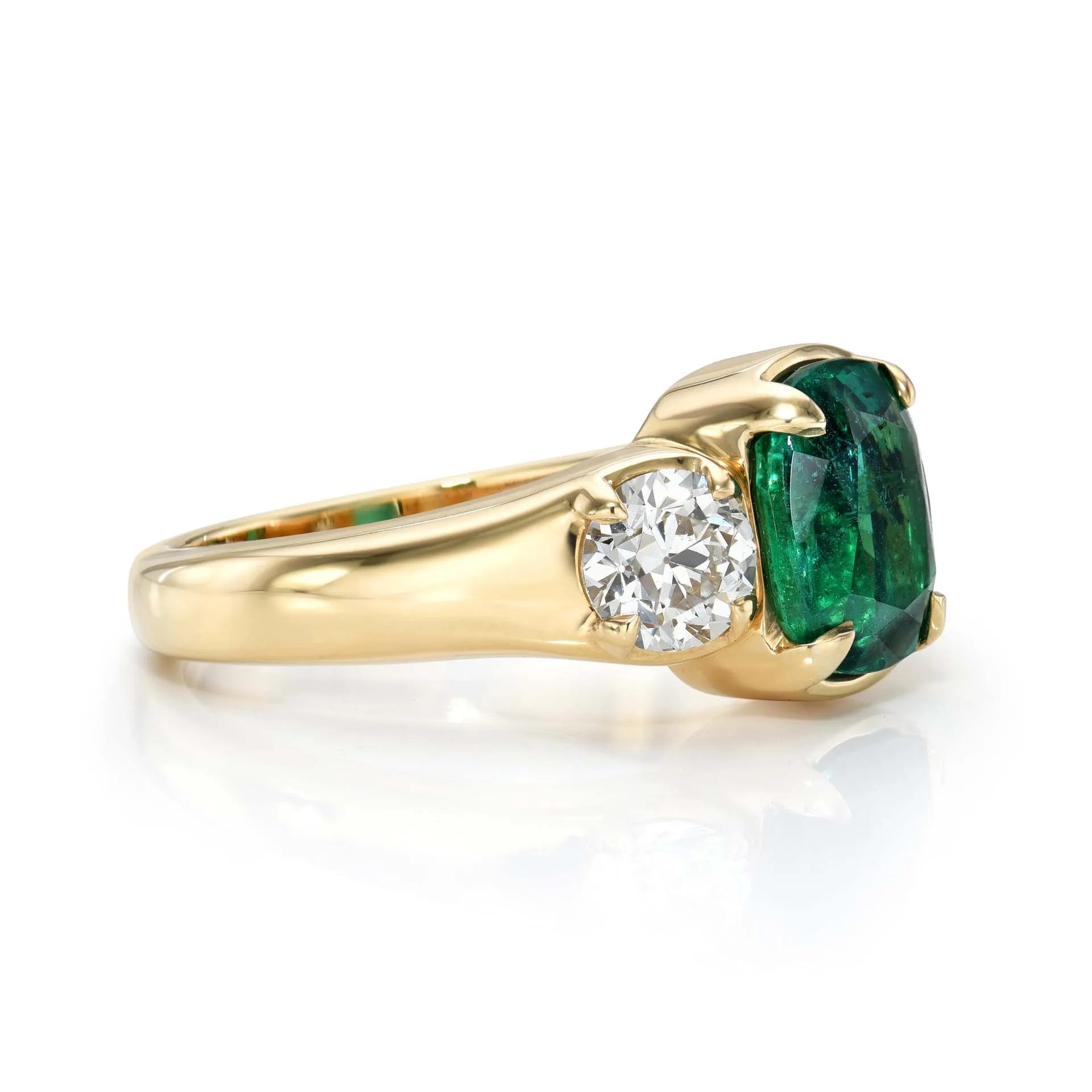 Luxury Lab Grown Emerald & Blue Sapphire Color Gemstone Ring| 18K Gold Plated S925 Sterling Silver