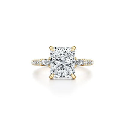 2CT Three Stone Moissanite Ring Women | 18K Gold Plated S925 Silver Luxury Engagement Ring