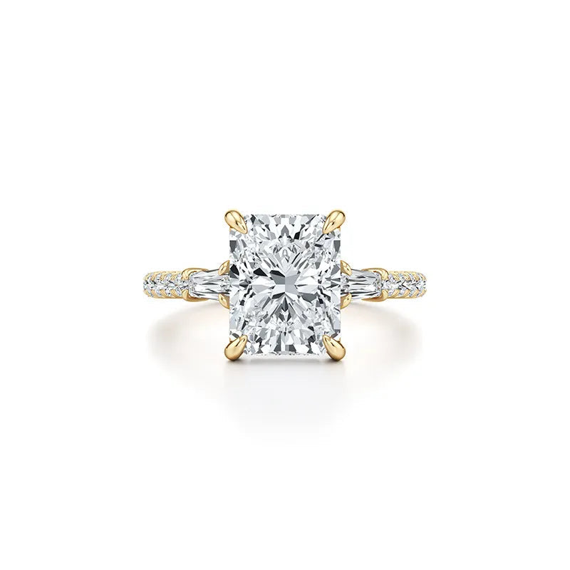 2CT Three Stone Moissanite Ring Women | 18K Gold Plated S925 Silver Luxury Engagement Ring