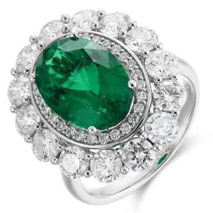 PT950 4.29ct Lad Grown Emerald Rings
