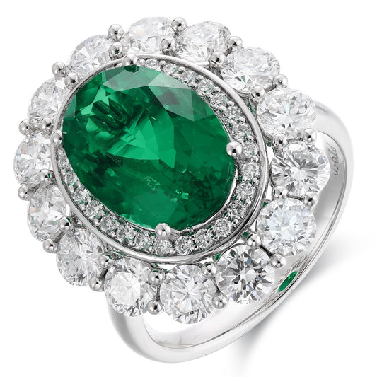PT950 4.29ct Lad Grown Emerald Rings