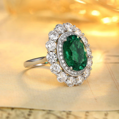 PT950 4.29ct Lad Grown Emerald Rings