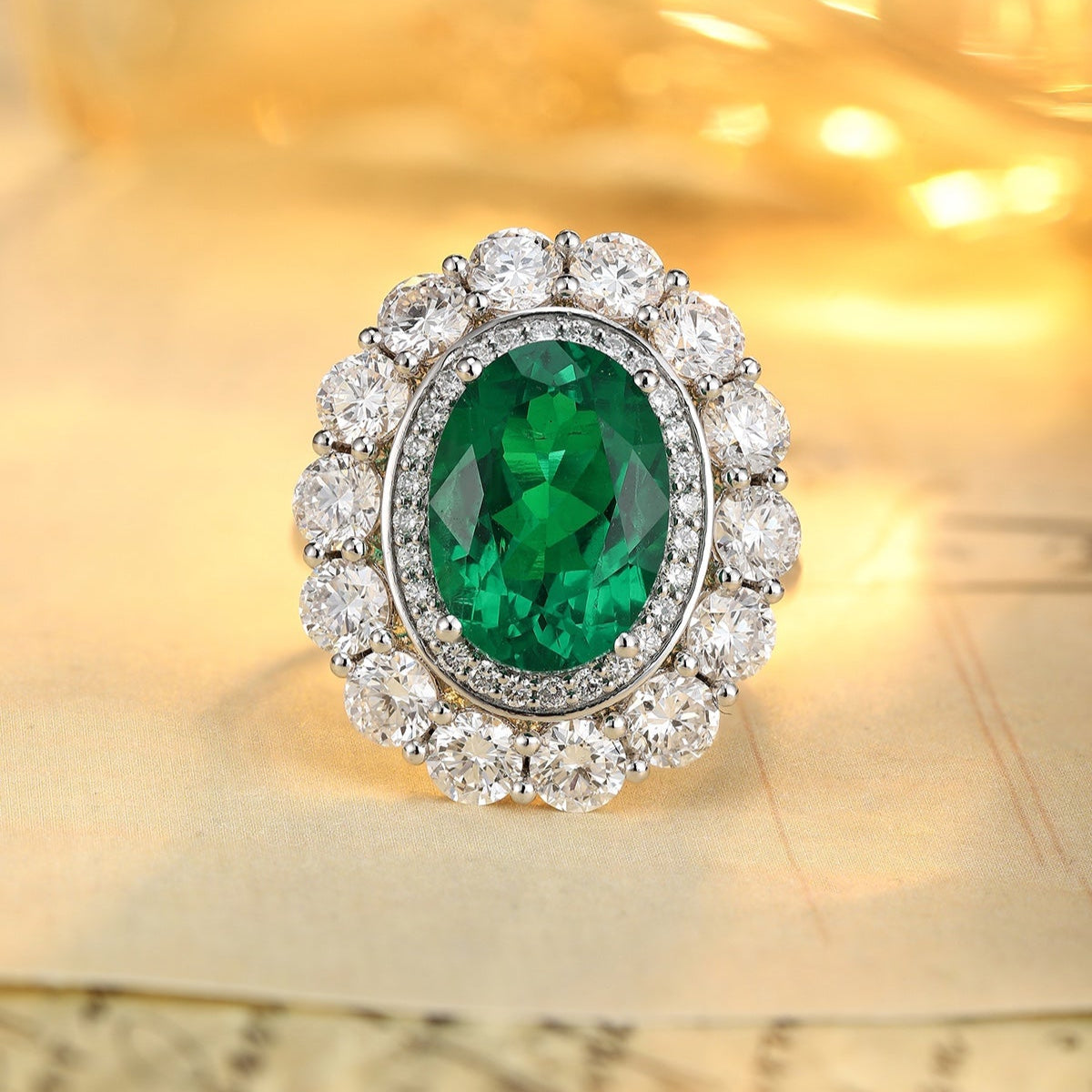 PT950 4.29ct Lad Grown Emerald Rings