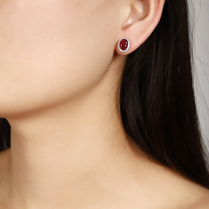 S925 Silver 3.48ct Lab Ruby Treasure Earnail A