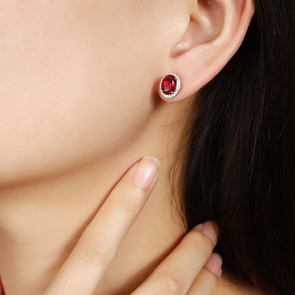 S925 Silver 3.48ct Lab Ruby Treasure Earnail A