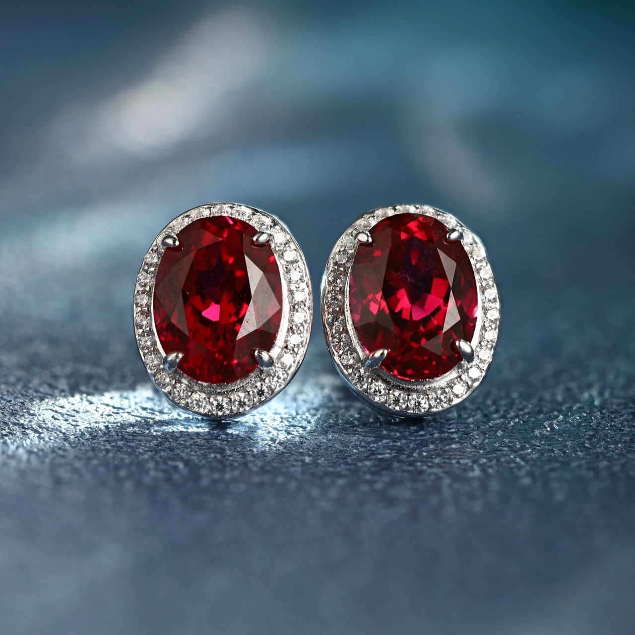 S925 Silver 3.48ct Lab Ruby Treasure Earnail A