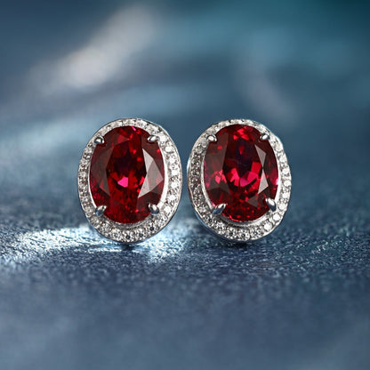 S925 Silver 3.48ct Lab Ruby Treasure Earnail A