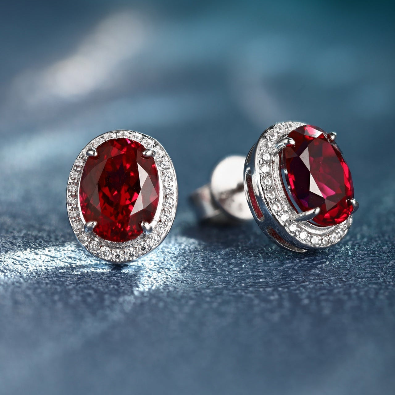 S925 Silver 3.48ct Lab Ruby Treasure Earnail A