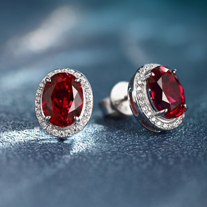 S925 Silver 3.48ct Lab Ruby Treasure Earnail A