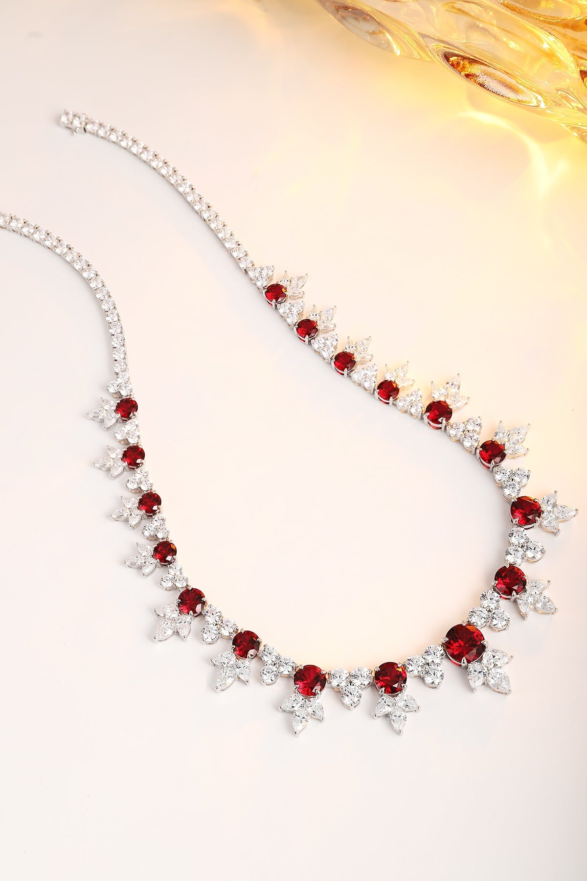 S925 Silver 28.35ct Lab Grown Ruby Treasure Necklace W