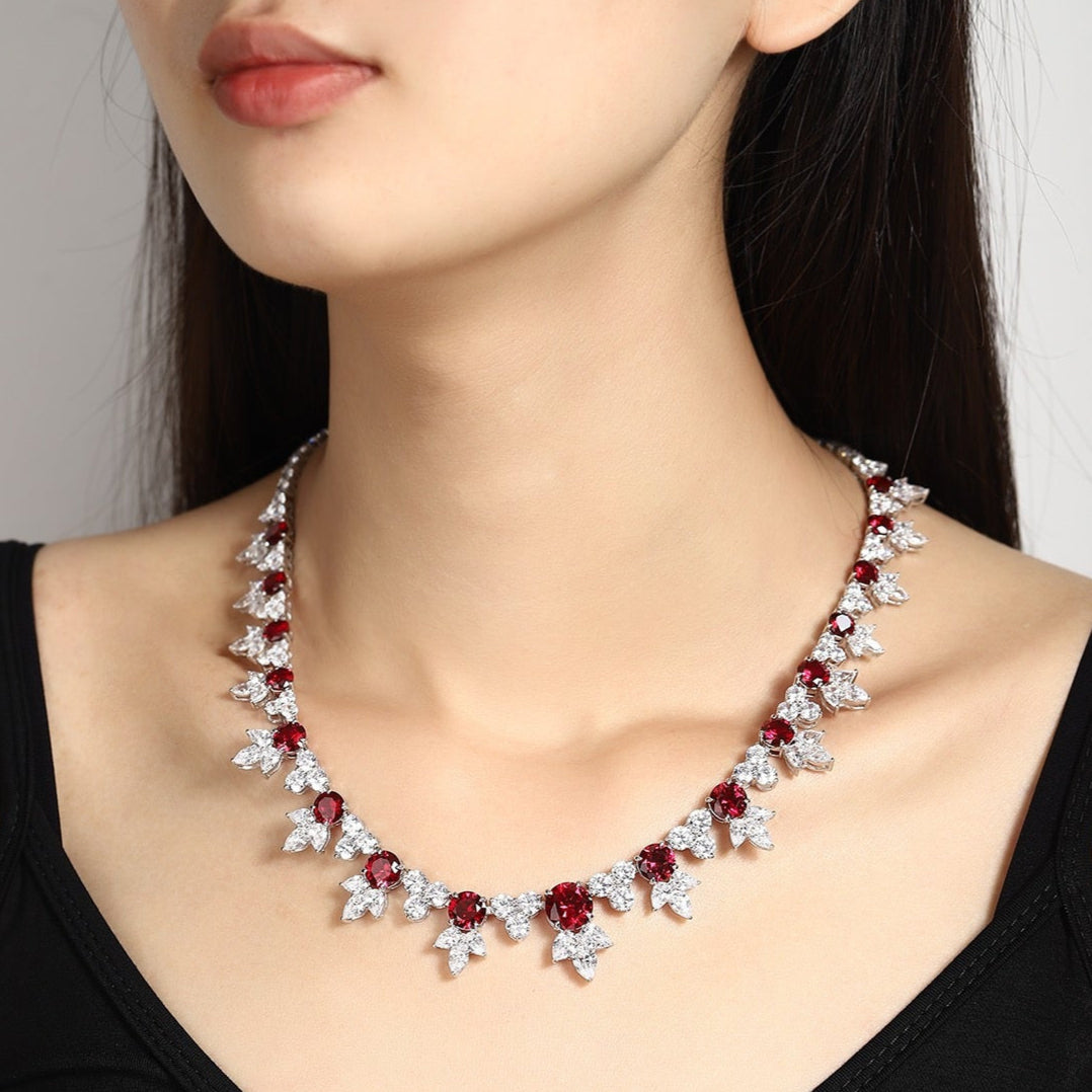 S925 Silver 28.35ct Lab Grown Ruby Treasure Necklace W
