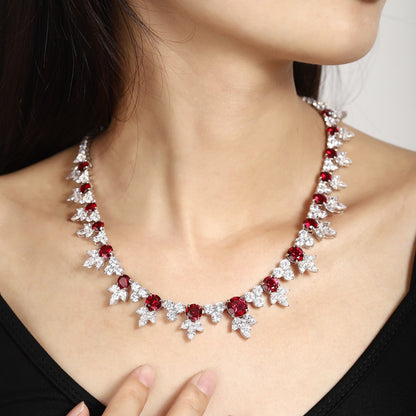 S925 Silver 28.35ct Lab Grown Ruby Treasure Necklace W
