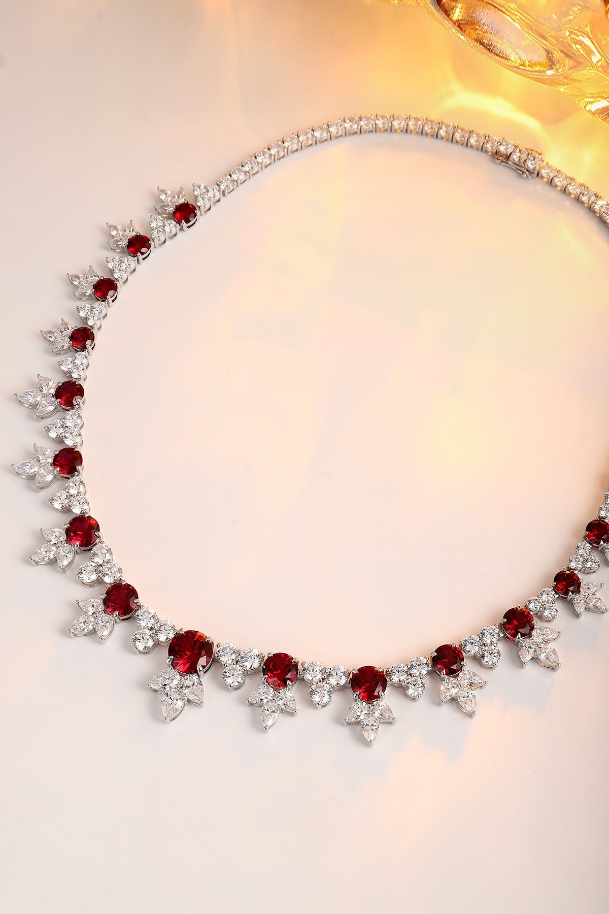 S925 Silver 28.35ct Lab Grown Ruby Treasure Necklace W