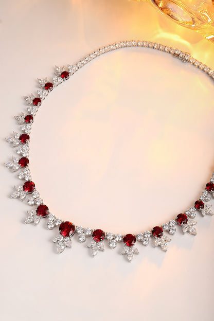 S925 Silver 28.35ct Lab Grown Ruby Treasure Necklace W