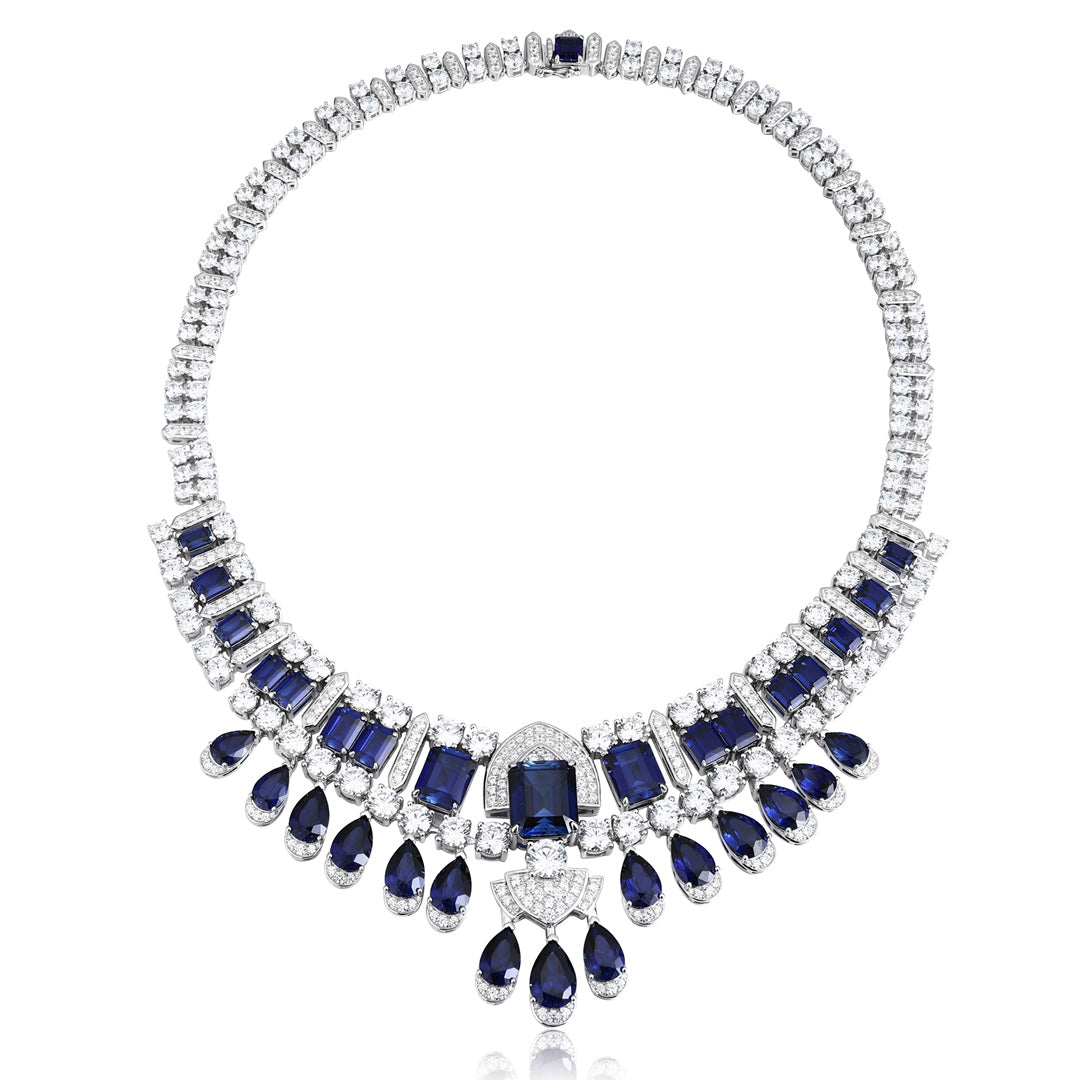 S925 Silver 82.96ct Lab Grown Blue Treasure Necklace