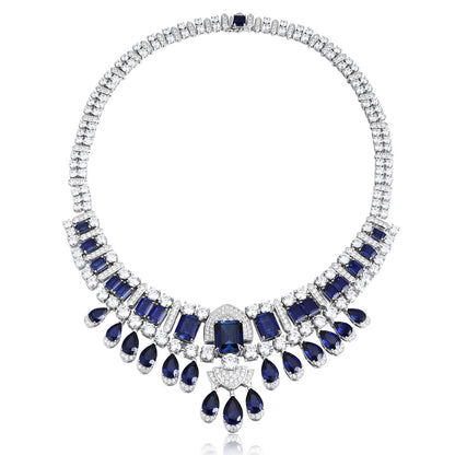 S925 Silver 82.96ct Lab Grown Blue Treasure Necklace