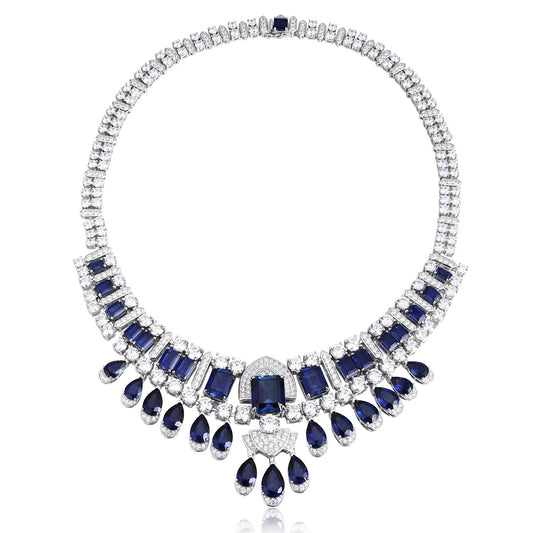 S925 Silver 82.96ct Lab Grown Blue Treasure Necklace