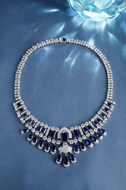 S925 Silver 82.96ct Lab Grown Blue Treasure Necklace