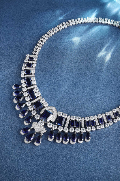 S925 Silver 82.96ct Lab Grown Blue Treasure Necklace