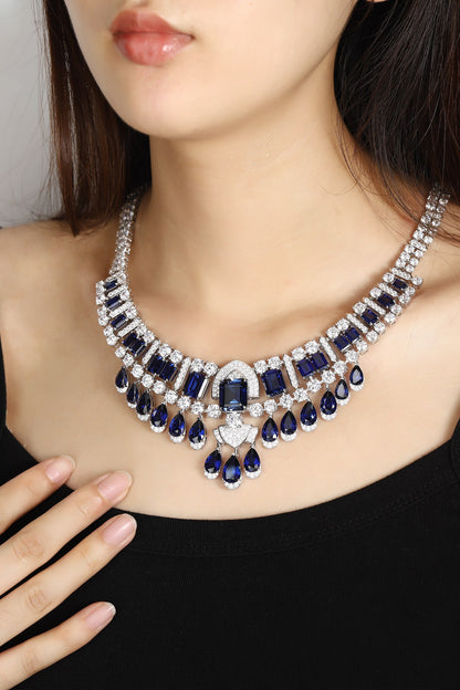 S925 Silver 82.96ct Lab Grown Blue Treasure Necklace
