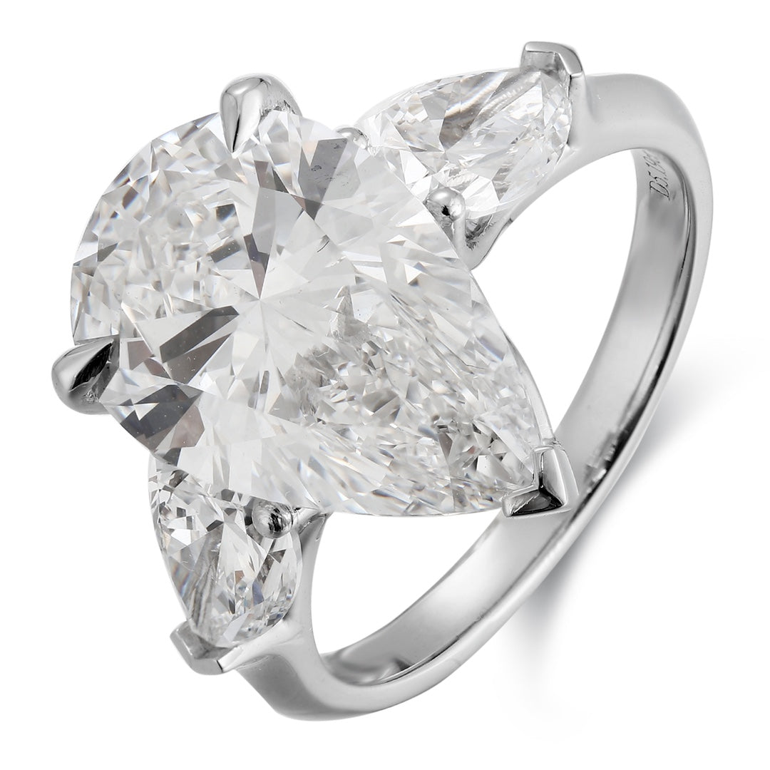 PT950 Platinum 5.16ct Water Droplet Shaped Lab Grown White Diamond Ring PR1812