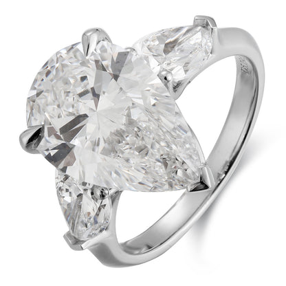 PT950 Platinum 5.16ct Water Droplet Shaped Lab Grown White Diamond Ring PR1812