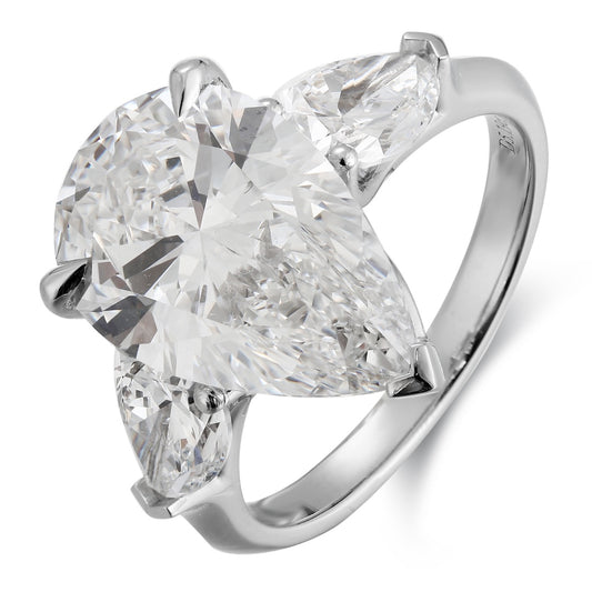 PT950 Platinum 5.16ct Water Droplet Shaped Lab Grown White Diamond Ring PR1812