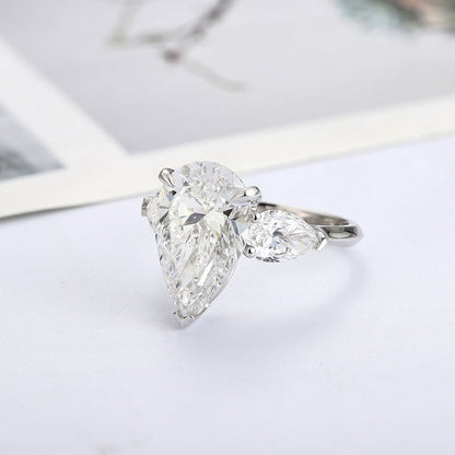 PT950 Platinum 5.16ct Water Droplet Shaped Lab Grown White Diamond Ring PR1812