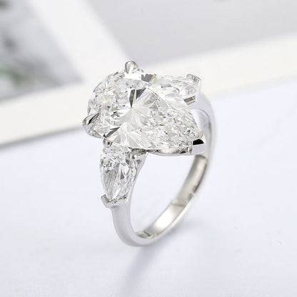 PT950 Platinum 5.16ct Water Droplet Shaped Lab Grown White Diamond Ring PR1812