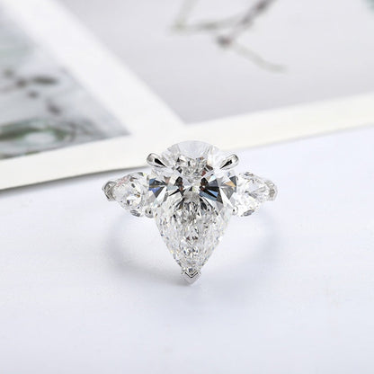 PT950 Platinum 5.16ct Water Droplet Shaped Lab Grown White Diamond Ring PR1812