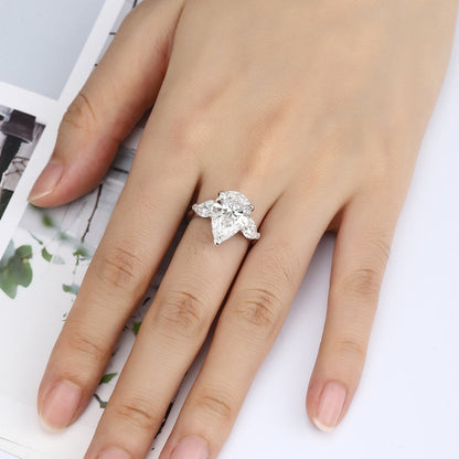 PT950 Platinum 5.16ct Water Droplet Shaped Lab Grown White Diamond Ring PR1812