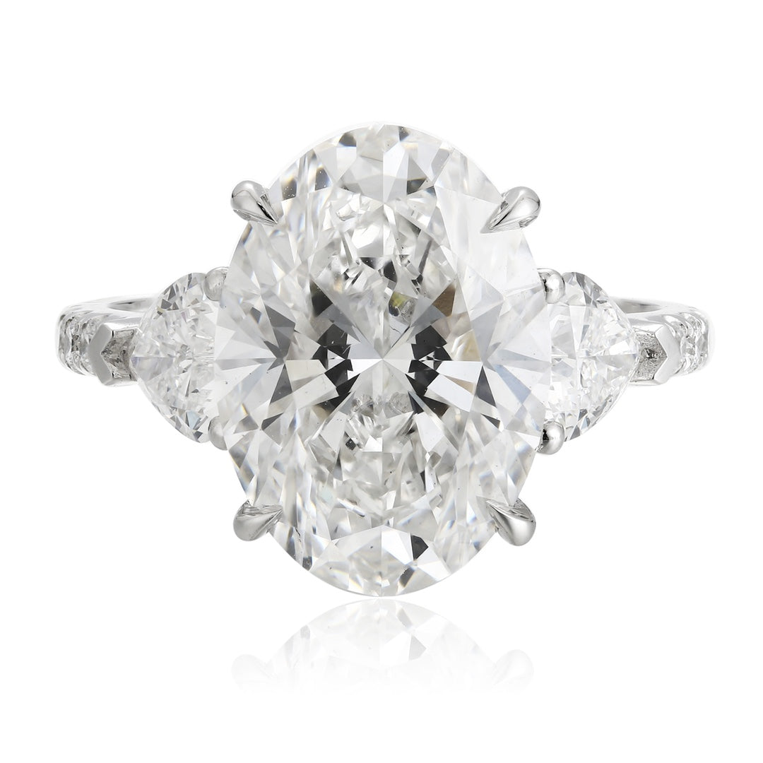 PT950 Platinum 5.11ct Oval Lab Grown White Diamond Ring PR1813