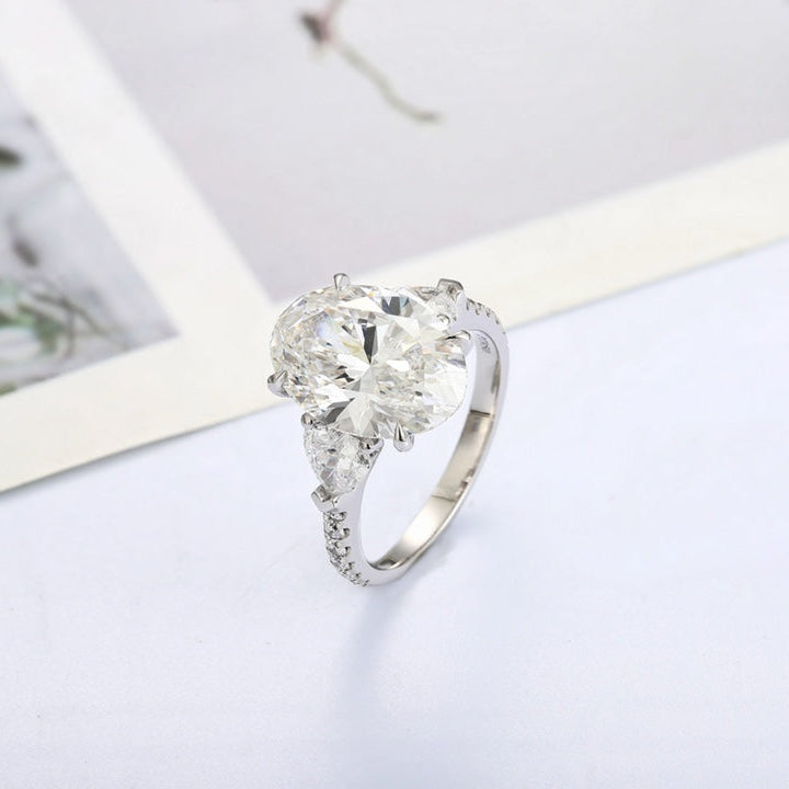 PT950 Platinum 5.11ct Oval Lab Grown White Diamond Ring PR1813