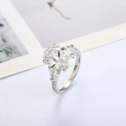 PT950 Platinum 5.11ct Oval Lab Grown White Diamond Ring PR1813