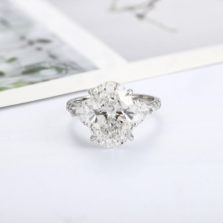 PT950 Platinum 5.11ct Oval Lab Grown White Diamond Ring PR1813