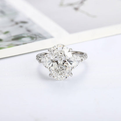 PT950 Platinum 5.11ct Oval Lab Grown White Diamond Ring PR1813