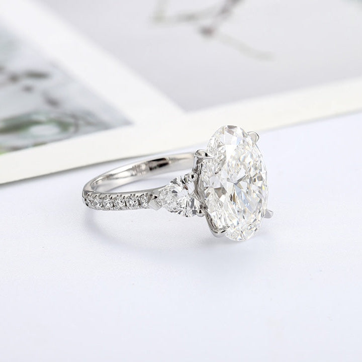 PT950 Platinum 5.11ct Oval Lab Grown White Diamond Ring PR1813