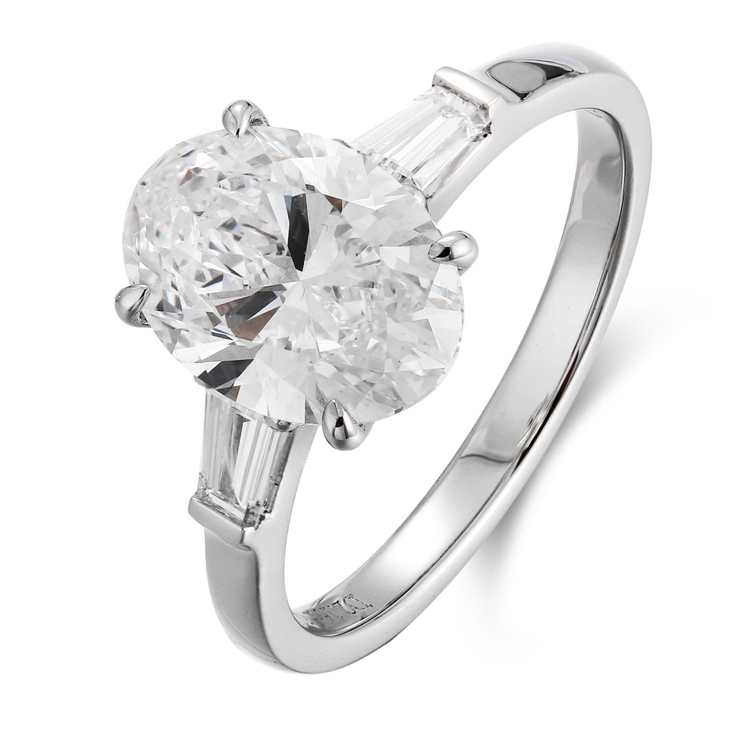 PT950 Platinum 2.16ct Oval Shaped Lab Grown White Diamond Ring A PR1814
