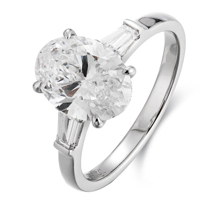 PT950 Platinum 2.16ct Oval Shaped Lab Grown White Diamond Ring A PR1814