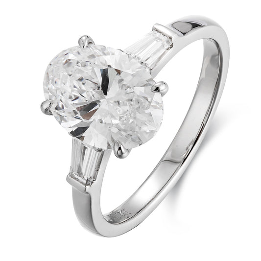PT950 Platinum 2.16ct Oval Shaped Lab Grown White Diamond Ring A PR1814