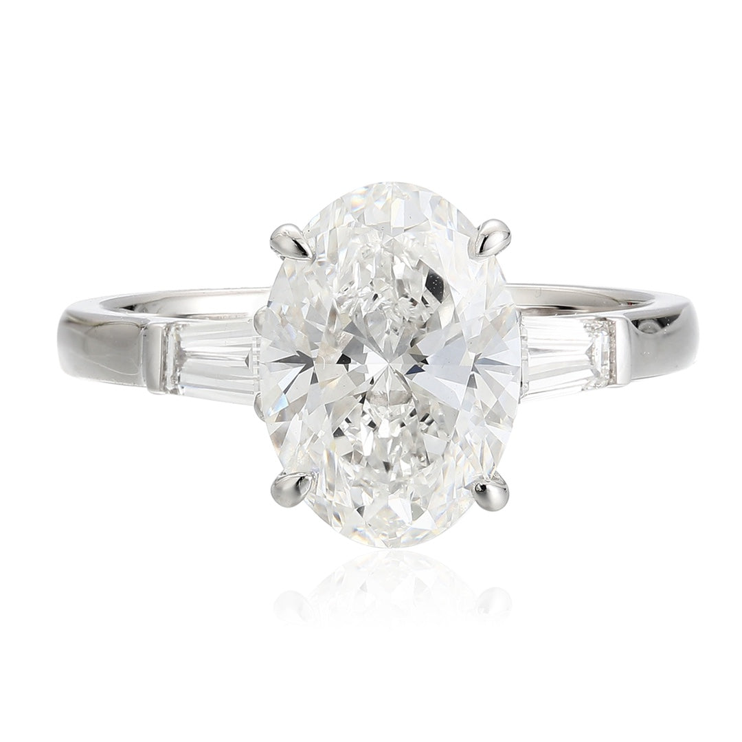 PT950 Platinum 2.16ct Oval Shaped Lab Grown White Diamond Ring A PR1814