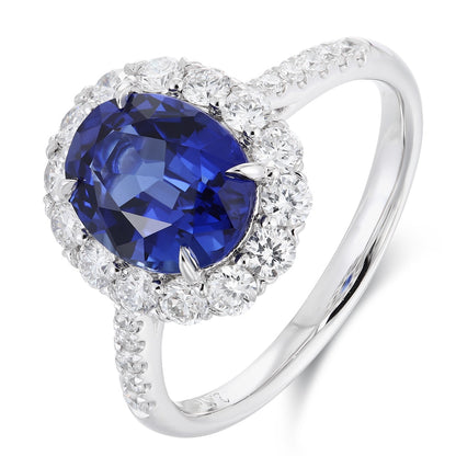 PT950 Platinum 2.47ct Round Lab Grown Blue Treasure Ring POSR1273