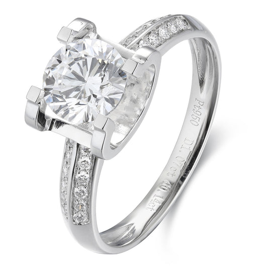 PT950 Platinum 1.07ct Round Lab Grown Diamond Ring MHR025