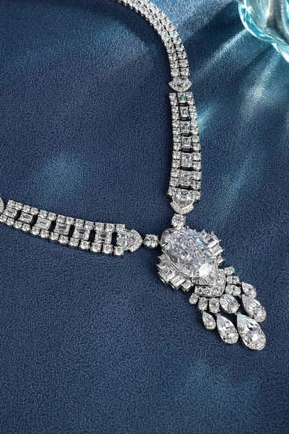 S925 Silver 50.96ct Imitation White Lab Grown Necklace PW744Y